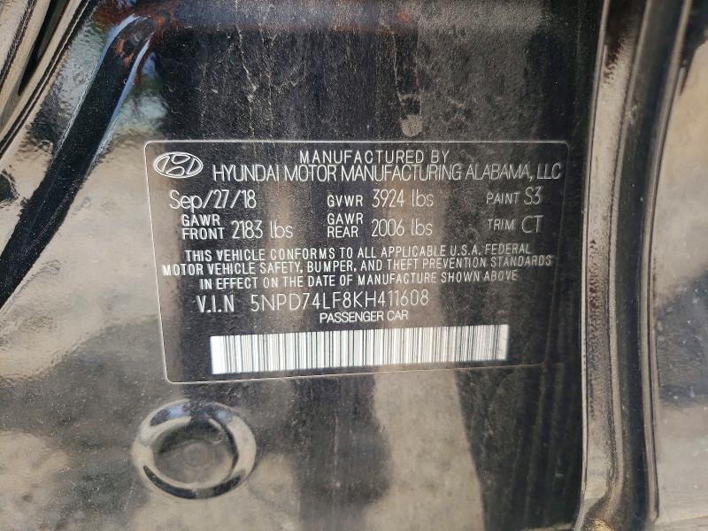 Aukcja sprzedaży 2019 Hyundai Elantra, vin: 5NPD74LF8KH411608, numer aukcji: 57011146