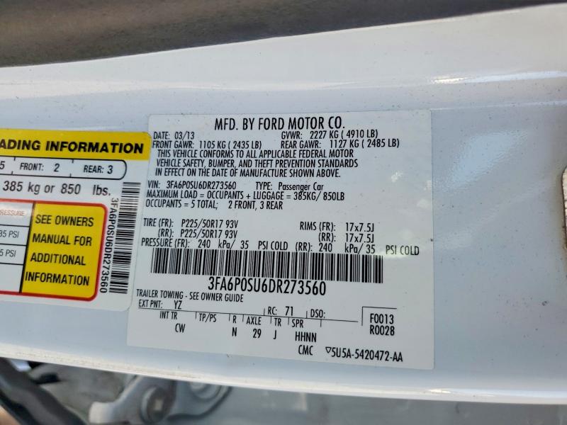 Продажа на аукционе авто 2013 Ford Fusion, vin: 3FA6P0SU6DR273560, номер лота: 57414026