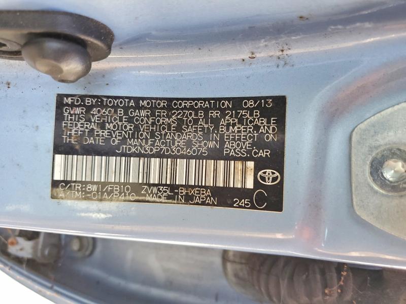 57766736 :رقم المزاد ، JTDKN3DP7D3046075 vin ، 2013 Toyota Prius Plug-in Hybrid مزاد بيع
