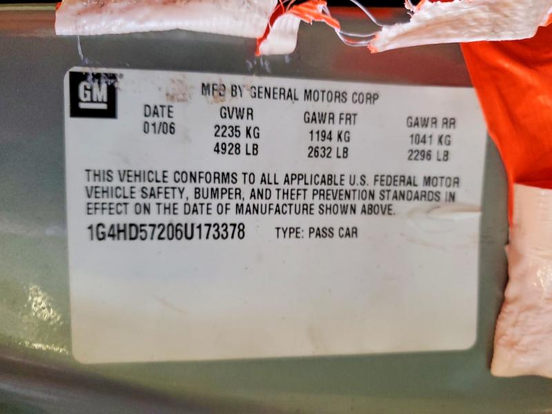 2006 Buick Lucern მანქანა იყიდება აუქციონზე, vin: 1G4HD57206U173378, აუქციონის ნომერი: 58262516