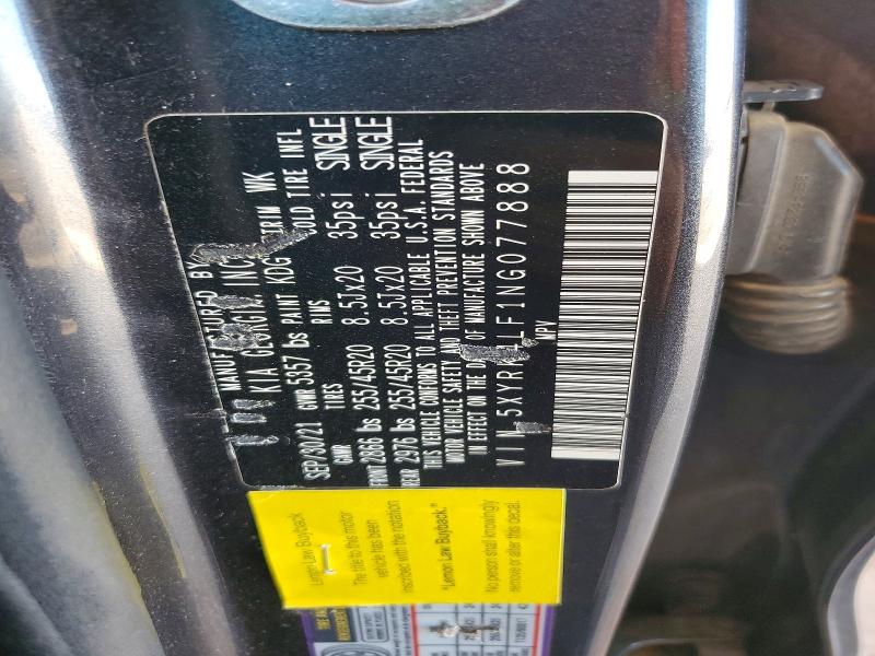55024796 :رقم المزاد ، 5XYRK4LF1NG077888 vin ، 2022 Kia Sorento مزاد بيع
