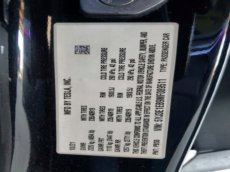 Продаж на аукціоні авто 2021 Tesla Model 3, vin: 5YJ3E1EB9MF089511, номер лоту: 56700716