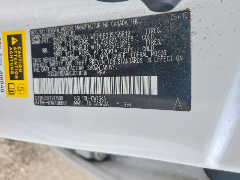 Продажа на аукционе авто 2010 Lexus Rx, vin: 2T2ZK1BA8AC033036, номер лота: 55965446