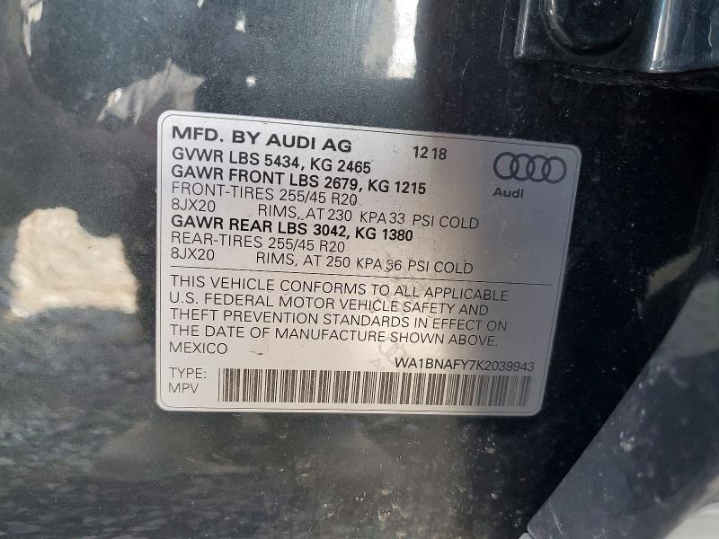 Продажа на аукционе авто 2019 Audi Q5, vin: WA1BNAFY7K2039943, номер лота: 55632086