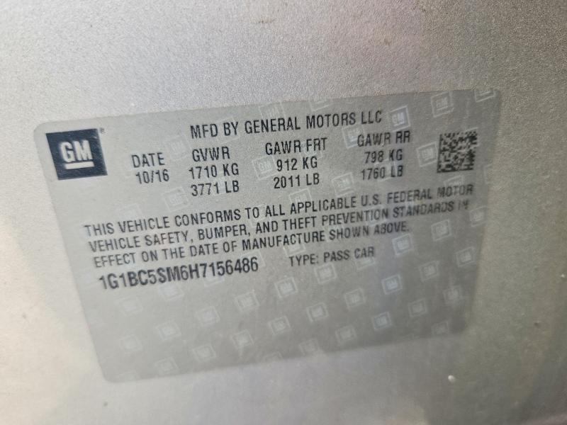 57135126 :رقم المزاد ، 1G1BC5SM6H7156486 vin ، 2017 Chevrolet Cruze مزاد بيع