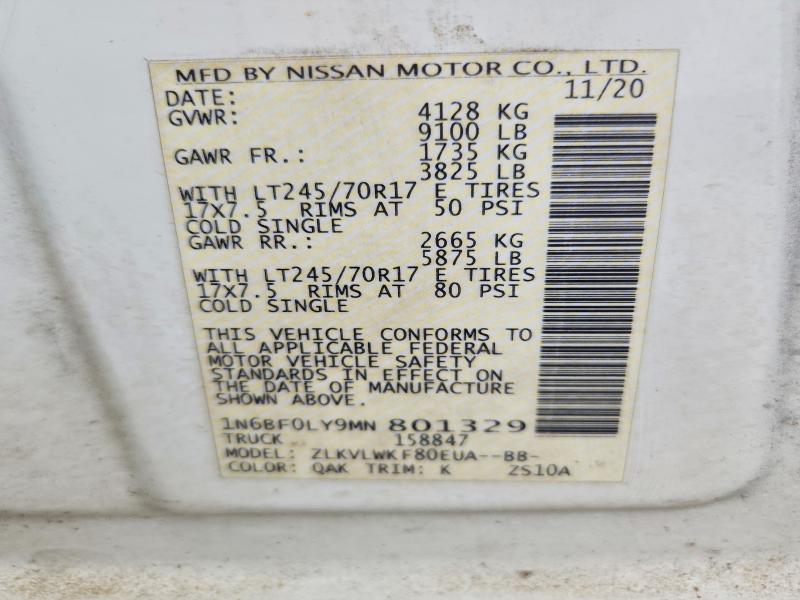 64507436 :رقم المزاد ، 1N6BF0LY9MN801329 vin ، 2021 Nissan Nv مزاد بيع