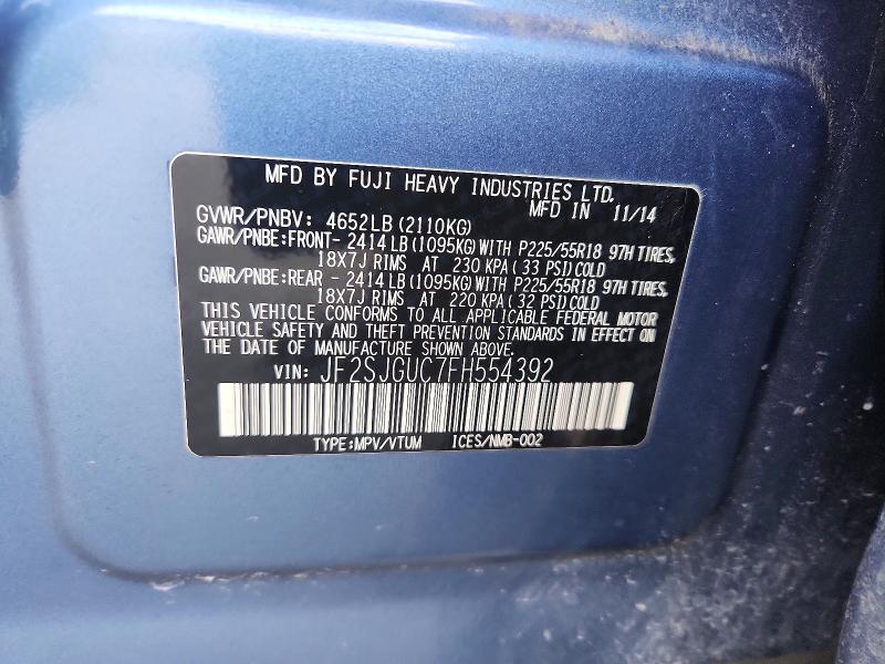 Aukcja sprzedaży 2015 Subaru Forester, vin: JF2SJGUC7FH554392, numer aukcji: 58956236