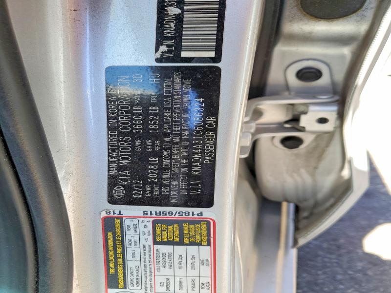 Aukcja sprzedaży 2012 Kia Rio, vin: KNADN4A31C6086324, numer aukcji: 55960816