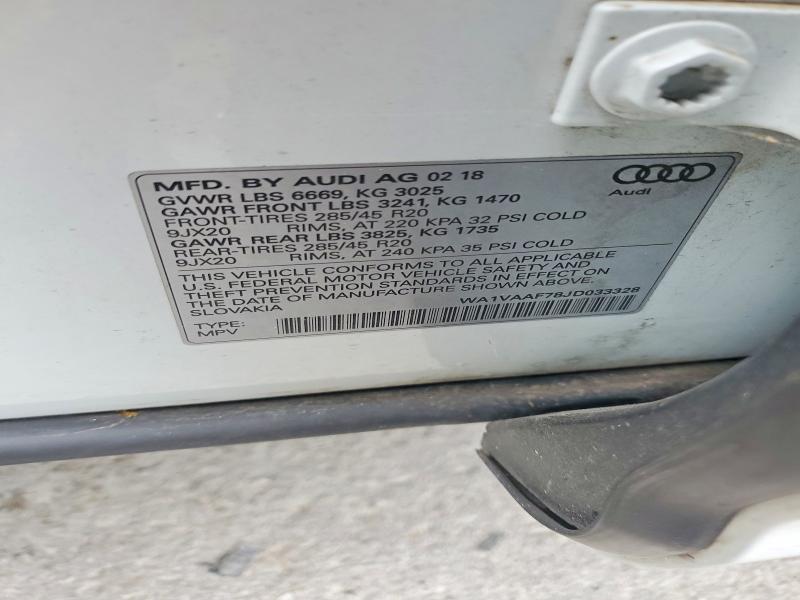 56466216 :رقم المزاد ، WA1VAAF78JD033328 vin ، 2018 Audi Q7 مزاد بيع