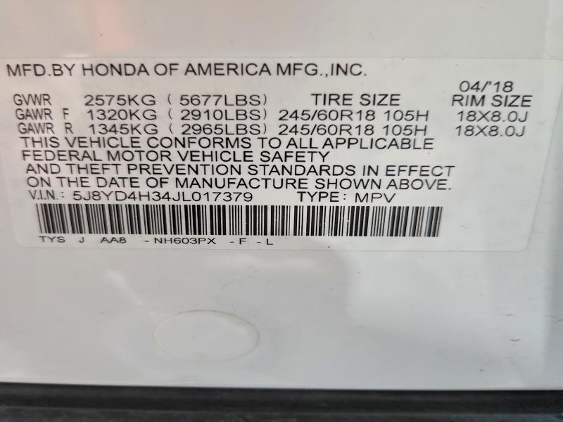 Продажа на аукционе авто 2018 Acura Mdx, vin: 5J8YD4H34JL017379, номер лота: 55434966