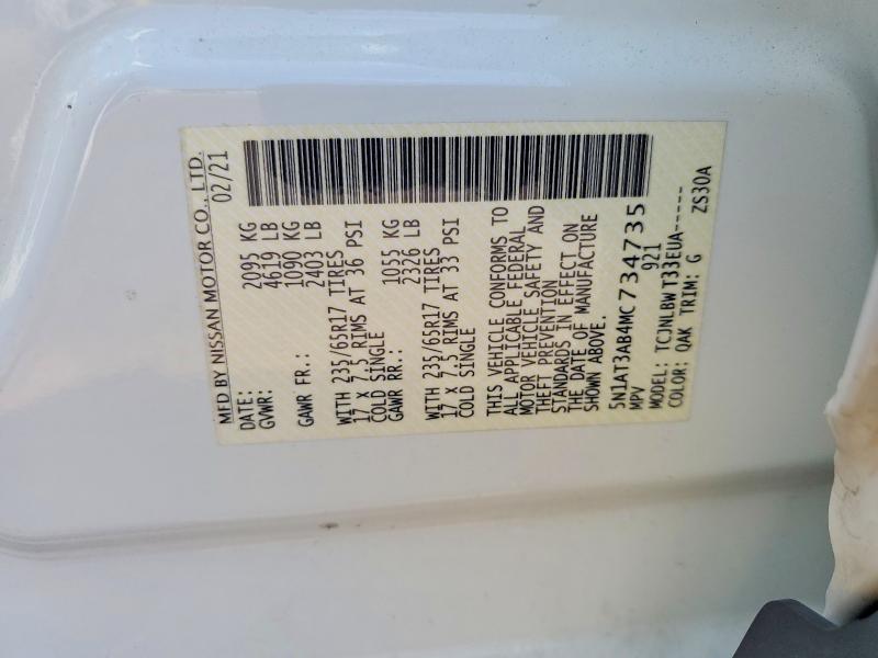 57259446 :رقم المزاد ، 5N1AT3AB4MC734735 vin ، 2021 Nissan Rogue مزاد بيع