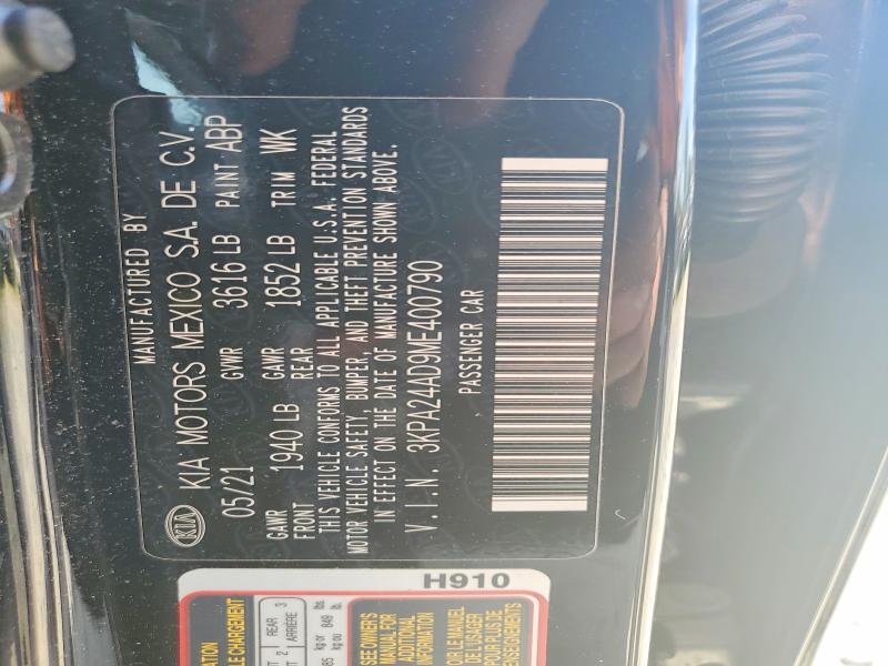 56416806 :رقم المزاد ، 3KPA24AD9ME400790 vin ، 2021 Kia Rio مزاد بيع