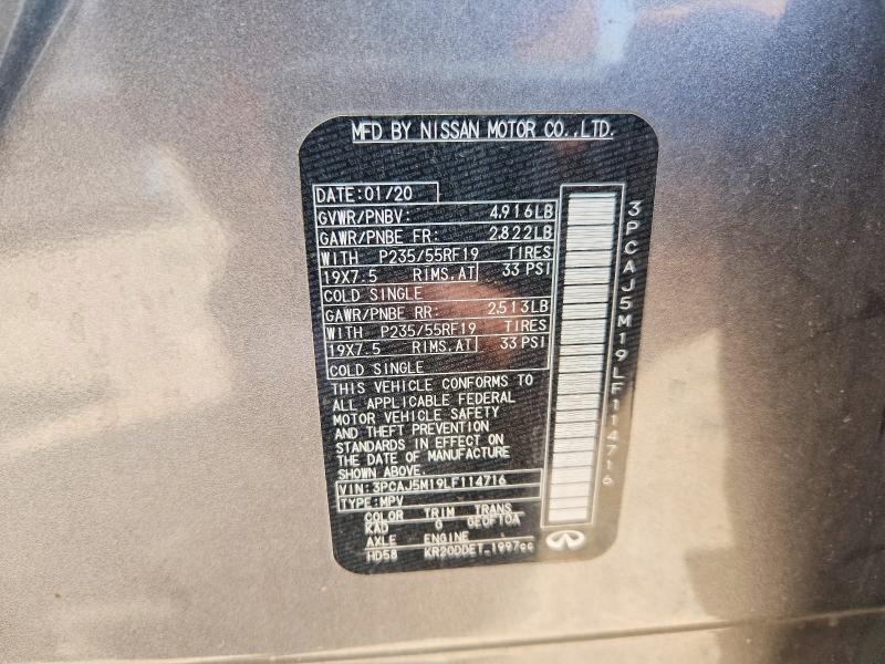 Продажа на аукционе авто 2020 Infiniti Qx50, vin: 3PCAJ5M19LF114716, номер лота: 54709466