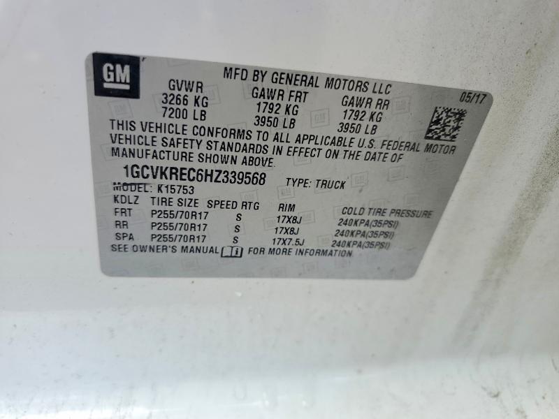 58609836 :رقم المزاد ، 1GCVKREC6HZ339568 vin ، 2017 Chevrolet Silverado مزاد بيع