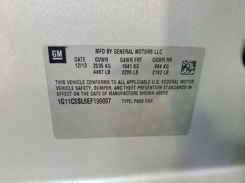 2014 Chevrolet Malibu მანქანა იყიდება აუქციონზე, vin: 1G11C5SL6EF199097, აუქციონის ნომერი: 56055926