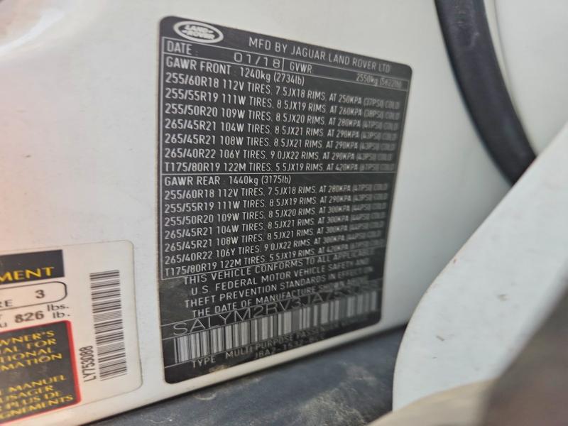 2018 Land Rover Range Rover Velar მანქანა იყიდება აუქციონზე, vin: SALYM2RV3JA753088, აუქციონის ნომერი: 58797126