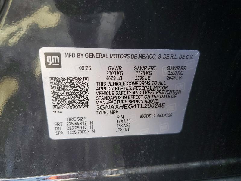 Продаж на аукціоні авто 2026 Chevrolet Equinox, vin: 3GNAXHEG4TL290245, номер лоту: 57396176