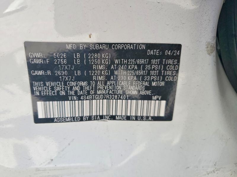 Продаж на аукціоні авто 2024 Subaru Outback, vin: 4S4BTGUD7R3287401, номер лоту: 56995746