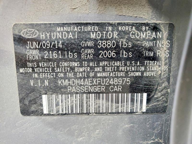 Продажа на аукционе авто 2015 Hyundai Elantra, vin: KMHDH4AEXFU248975, номер лота: 55904476