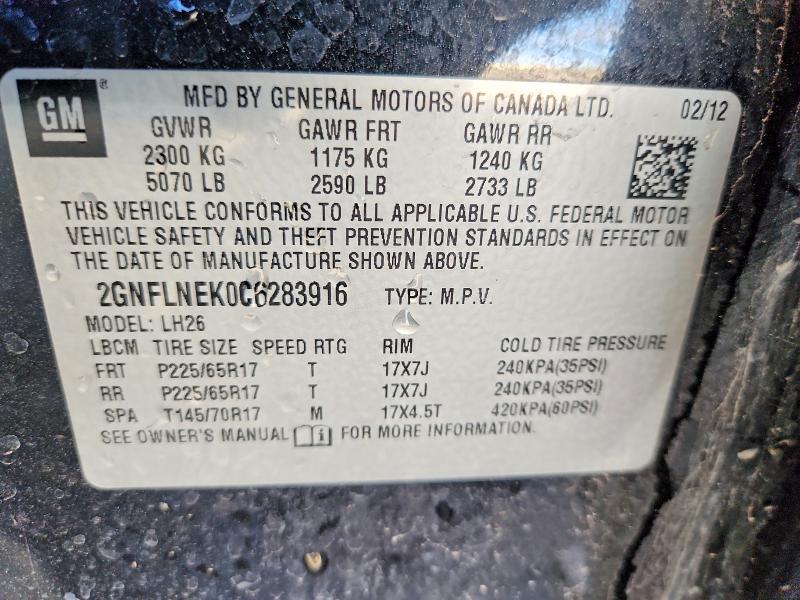 Продажа на аукционе авто 2012 Chevrolet Equinox, vin: 2GNFLNEK0C6283916, номер лота: 58299376