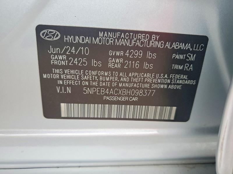 Продаж на аукціоні авто 2011 Hyundai Sonata, vin: 5NPEB4ACXBH098377, номер лоту: 58301396