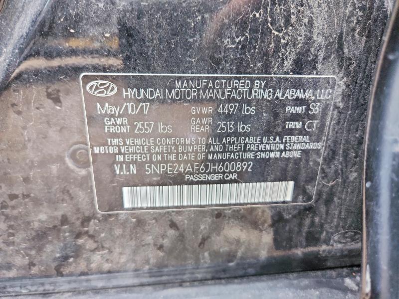 58936716 :رقم المزاد ، 5NPE24AF6JH600892 vin ، 2018 Hyundai Sonata مزاد بيع
