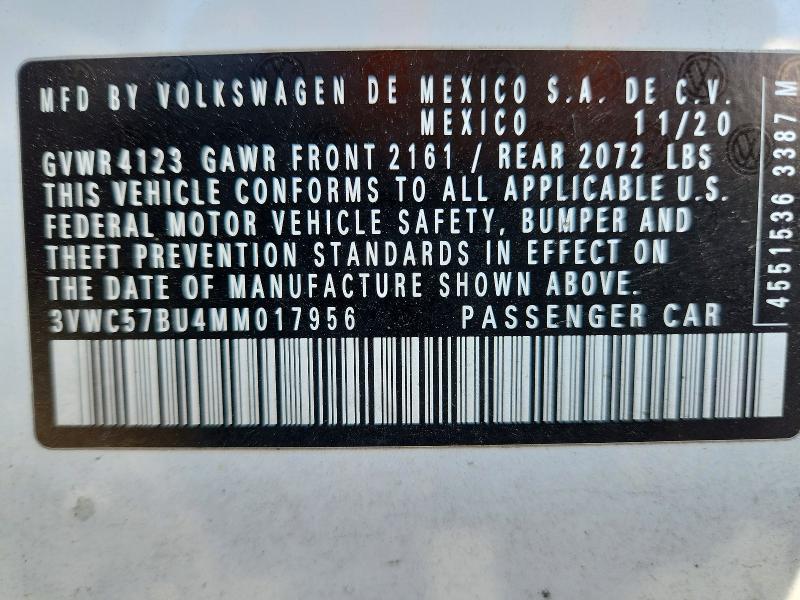 Aukcja sprzedaży 2021 Volkswagen Jetta, vin: 3VWC57BU4MM017956, numer aukcji: 58336556