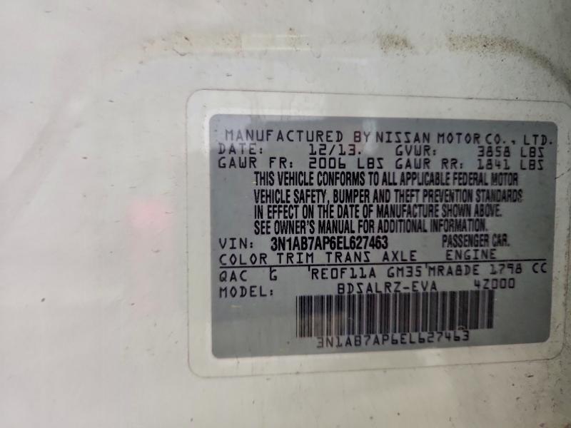 97685555 :رقم المزاد ، 3N1AB7AP6EL627463 vin ، 2014 Nissan Sentra مزاد بيع