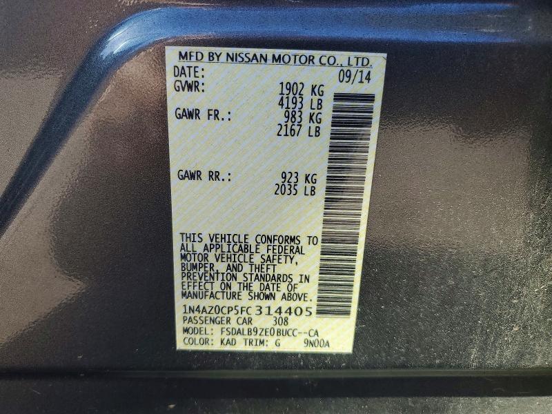 2015 Nissan Leaf მანქანა იყიდება აუქციონზე, vin: 1N4AZ0CP5FC314405, აუქციონის ნომერი: 57818256