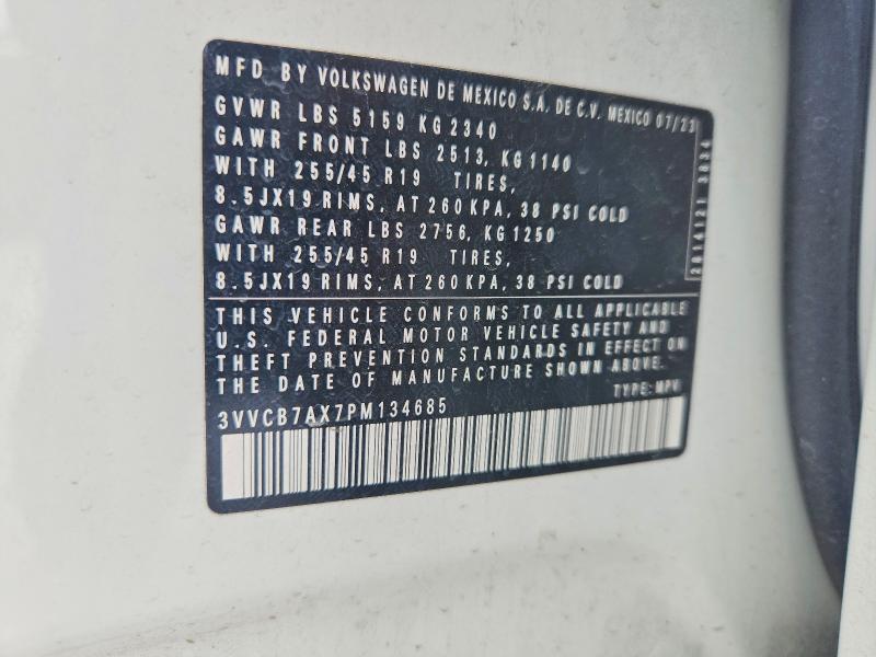Продаж на аукціоні авто 2023 Volkswagen Tiguan, vin: 3VVCB7AX7PM134685, номер лоту: 56360286