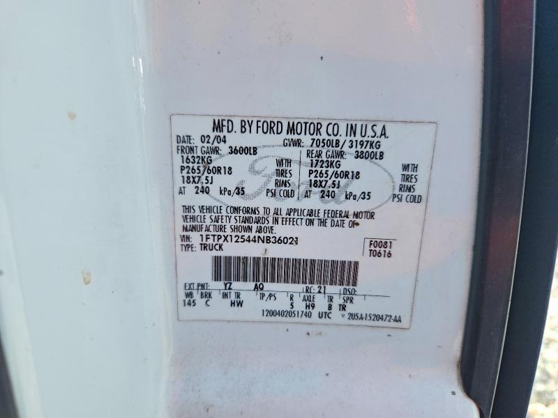 Auction sale of the 2004 Ford F150, vin: 1FTPX12544NB36021, lot number: 57157216