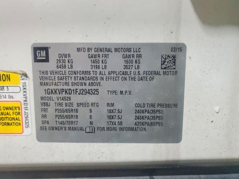 2015 Gmc Acadia მანქანა იყიდება აუქციონზე, vin: 1GKKVPKD1FJ294325, აუქციონის ნომერი: 56739606