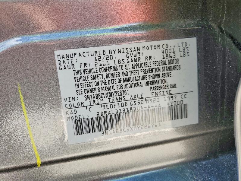 Aukcja sprzedaży 2021 Nissan Sentra, vin: 3N1AB8CVXMY226761, numer aukcji: 58271666