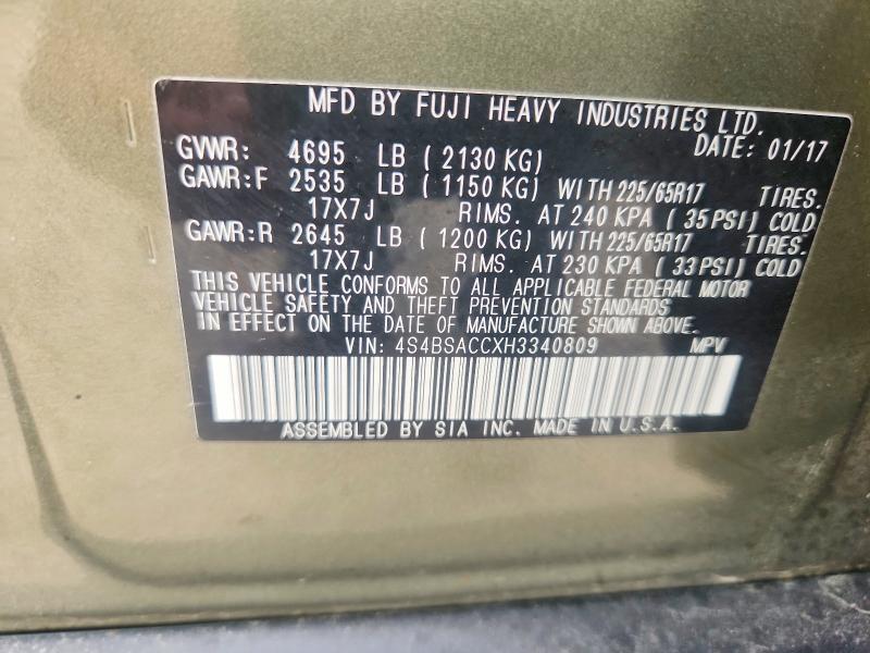 56326946 :رقم المزاد ، 4S4BSACCXH3340809 vin ، 2017 Subaru Outback مزاد بيع
