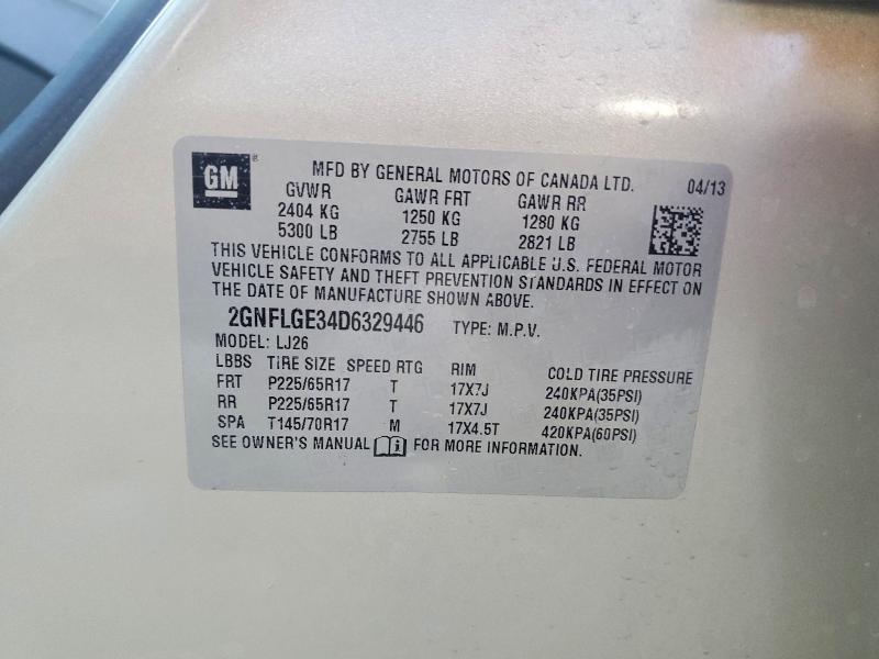 58585936 :رقم المزاد ، 2GNFLGE34D6329446 vin ، 2013 Chevrolet Equinox مزاد بيع