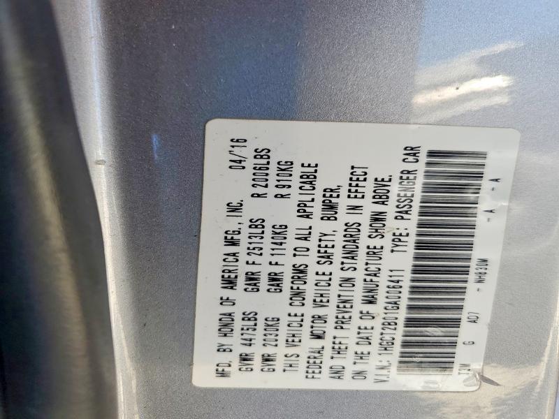 2016 Honda Accord მანქანა იყიდება აუქციონზე, vin: 1HGCT2B01GA006411, აუქციონის ნომერი: 56665156