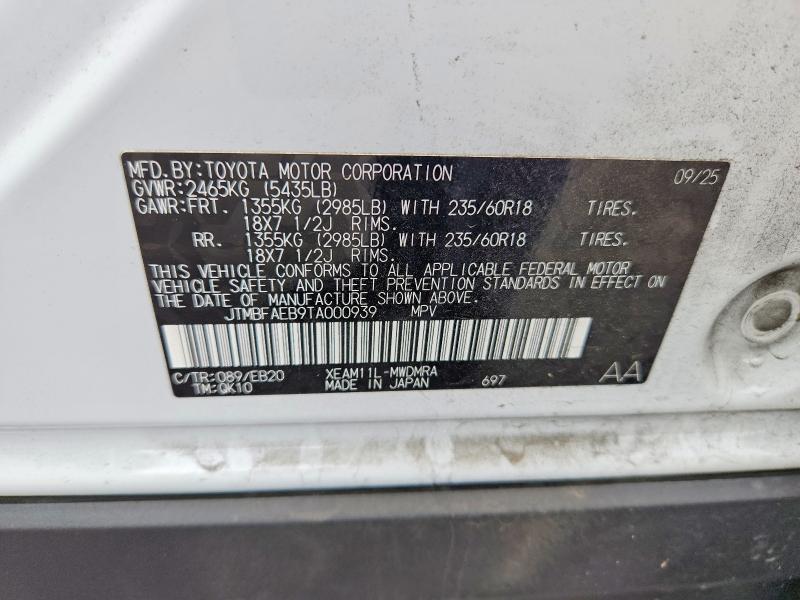 Aukcja sprzedaży 2026 Toyota Bz, vin: JTMBFAEB9TA000939, numer aukcji: 97684675