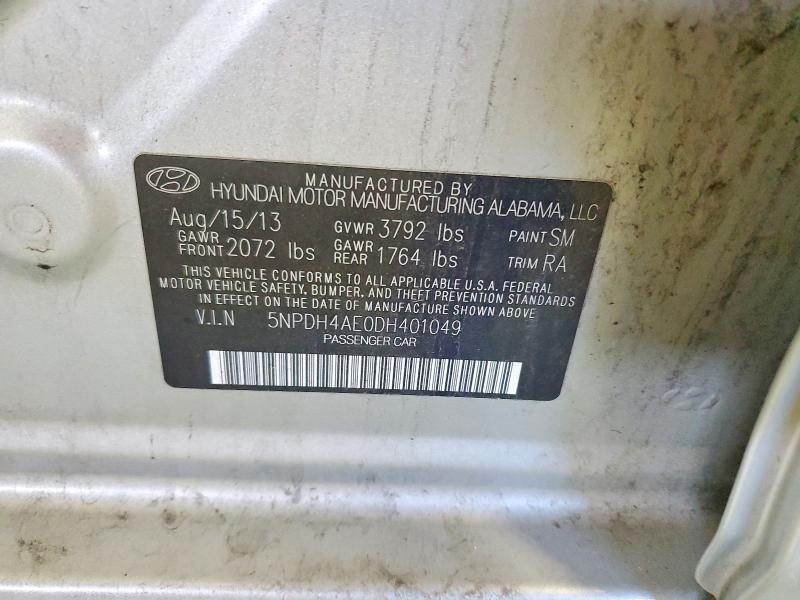Продажа на аукционе авто 2013 Hyundai Elantra, vin: 5NPDH4AE0DH401049, номер лота: 57993046