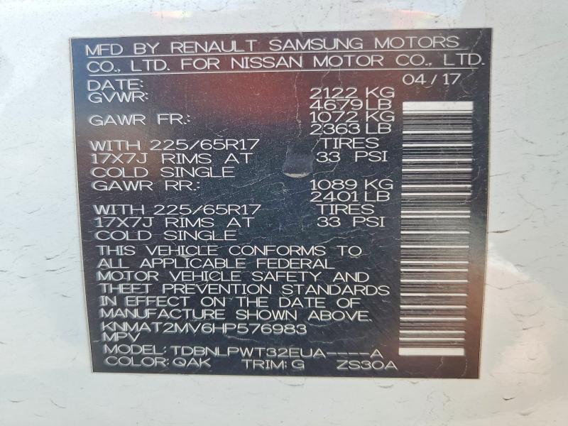 2017 Nissan Rogue მანქანა იყიდება აუქციონზე, vin: KNMAT2MV6HP576983, აუქციონის ნომერი: 58407326