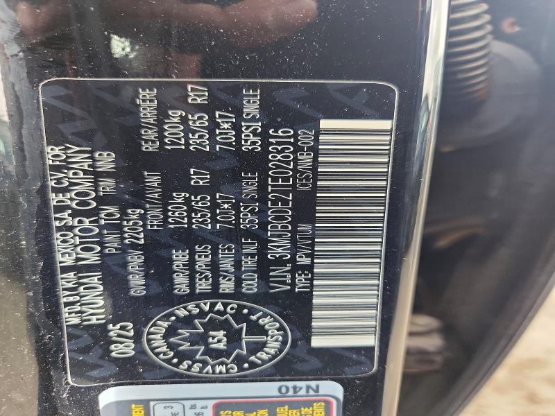 56310646 :رقم المزاد ، 3KMJBCDE2TE028316 vin ، 2026 Hyundai Tucson مزاد بيع