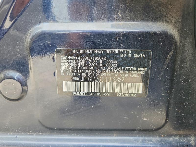 2015 Subaru Impreza მანქანა იყიდება აუქციონზე, vin: JF1GPAZ61FH326882, აუქციონის ნომერი: 56958876