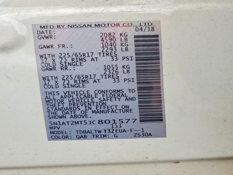 Продажа на аукционе авто 2018 Nissan Rogue, vin: 5N1AT2MT5JC801577, номер лота: 55718256