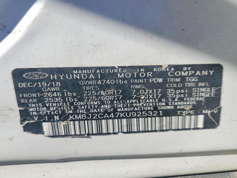 Aukcja sprzedaży 2019 Hyundai Tucson, vin: KM8J2CA47KU925321, numer aukcji: 58651776