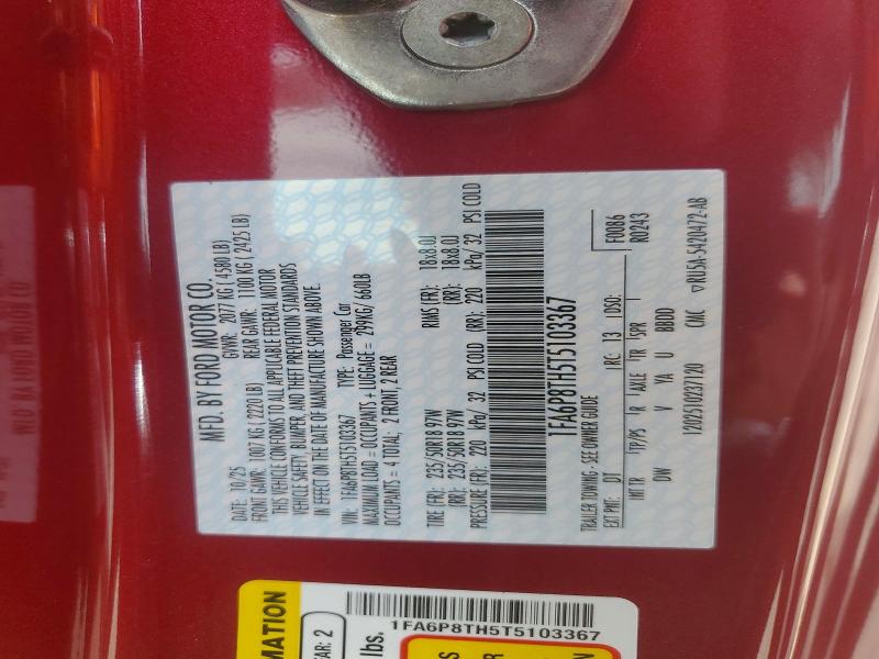 Продаж на аукціоні авто 2026 Ford Mustang, vin: 1FA6P8TH5T5103367, номер лоту: 57721786