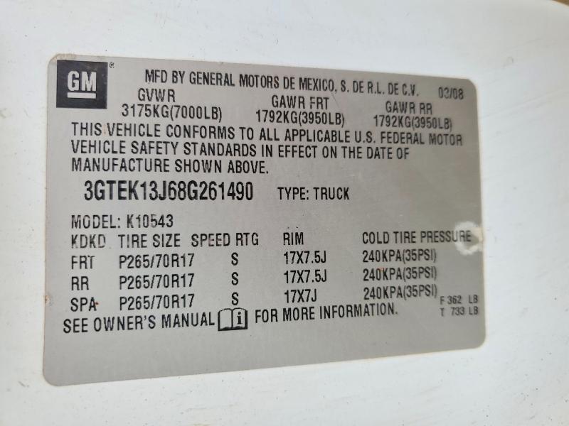 Aukcja sprzedaży 2008 Gmc Sierra, vin: 3GTEK13J68G261490, numer aukcji: 57972276