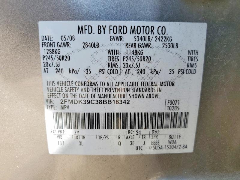 Aukcja sprzedaży 2008 Ford Edge, vin: 2FMDK39C38BB16342, numer aukcji: 58955026