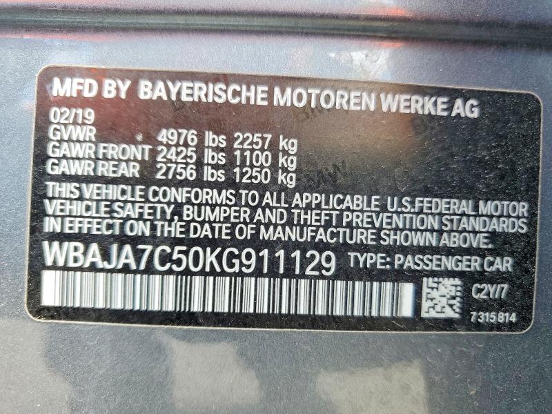 Продаж на аукціоні авто 2019 Bmw 530, vin: WBAJA7C50KG911129, номер лоту: 56329586
