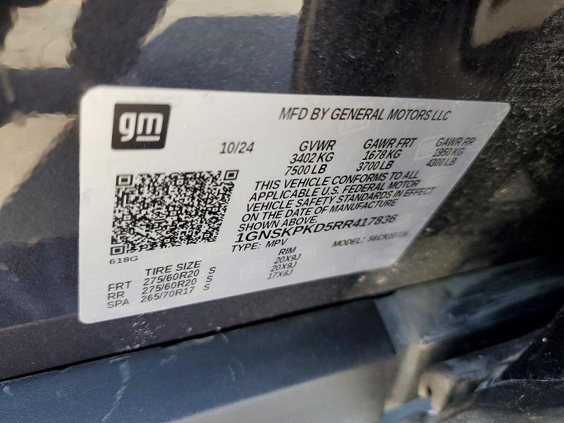 Aukcja sprzedaży 2024 Chevrolet Tahoe, vin: 1GNSKPKD5RR417836, numer aukcji: 57052436