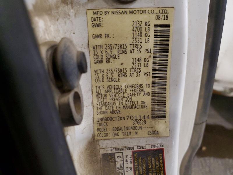 55617466 :رقم المزاد ، 1N6BD0CT2KN701144 vin ، 2019 Nissan Frontier مزاد بيع