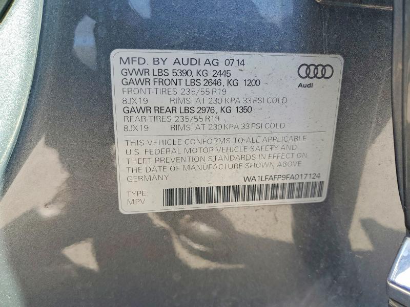 2015 Audi Q5 მანქანა იყიდება აუქციონზე, vin: WA1LFAFP9FA017124, აუქციონის ნომერი: 56125716